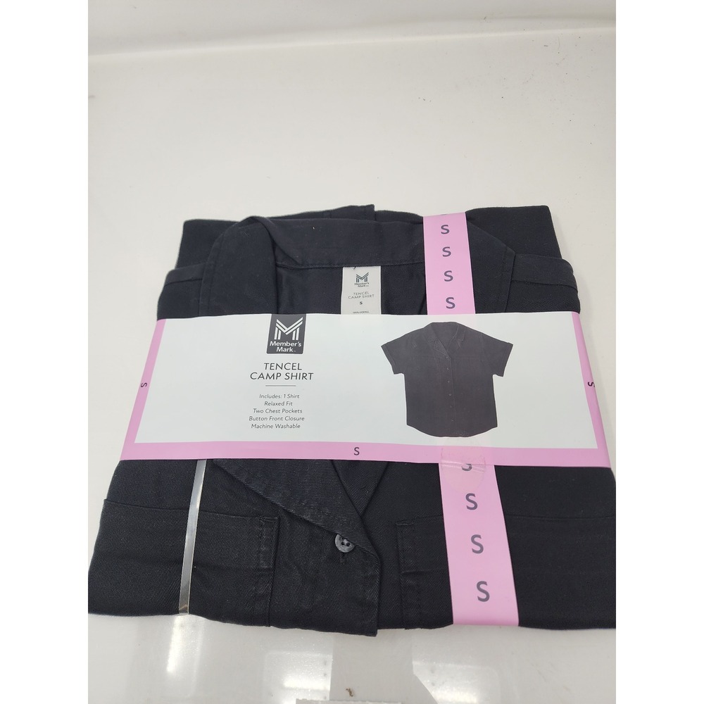 Member's Mark Womens Tencel Camp Shirt Black Lyocell Relaxed Size Small